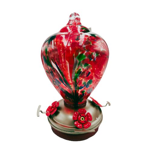 Crimson Calla Hand Blown Glass Hummingbird Feeder LGCl16R