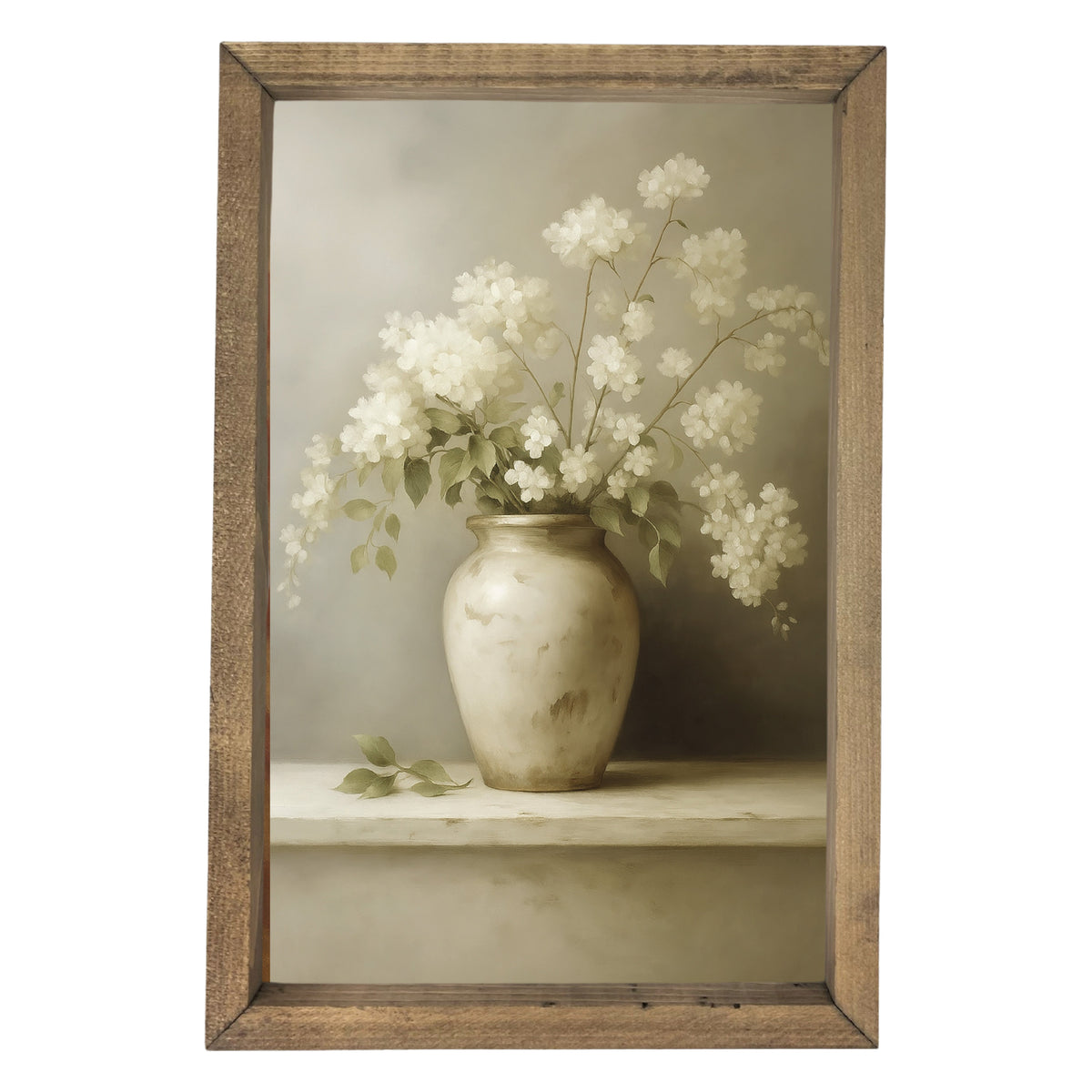 White Flowers in Vase Framed Art