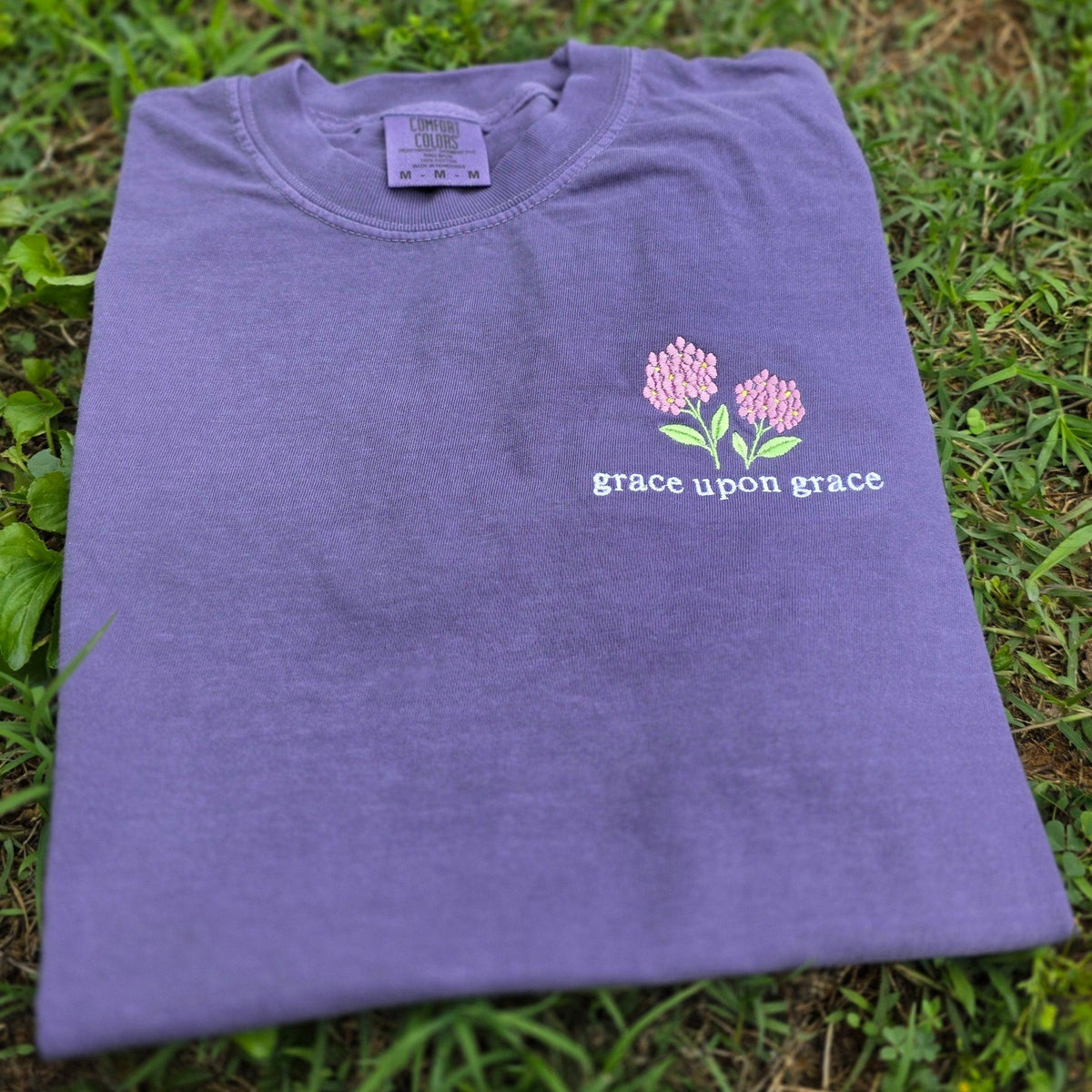 Grace Upon Grace Embroidered Christian Shirt | Comfort Colors 1717 Faith-Based Tee