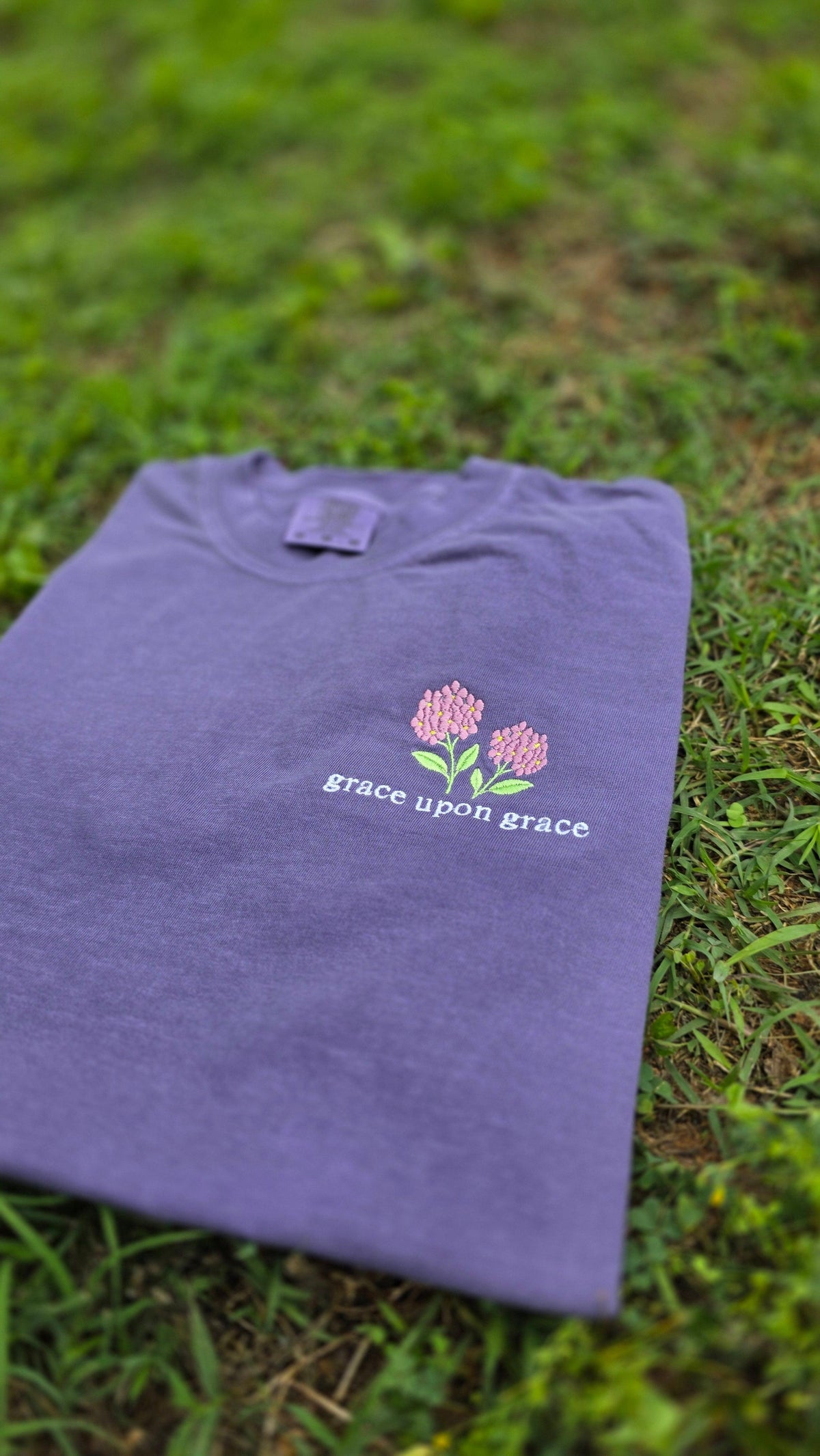 Grace Upon Grace Embroidered Christian Shirt | Comfort Colors 1717 Faith-Based Tee