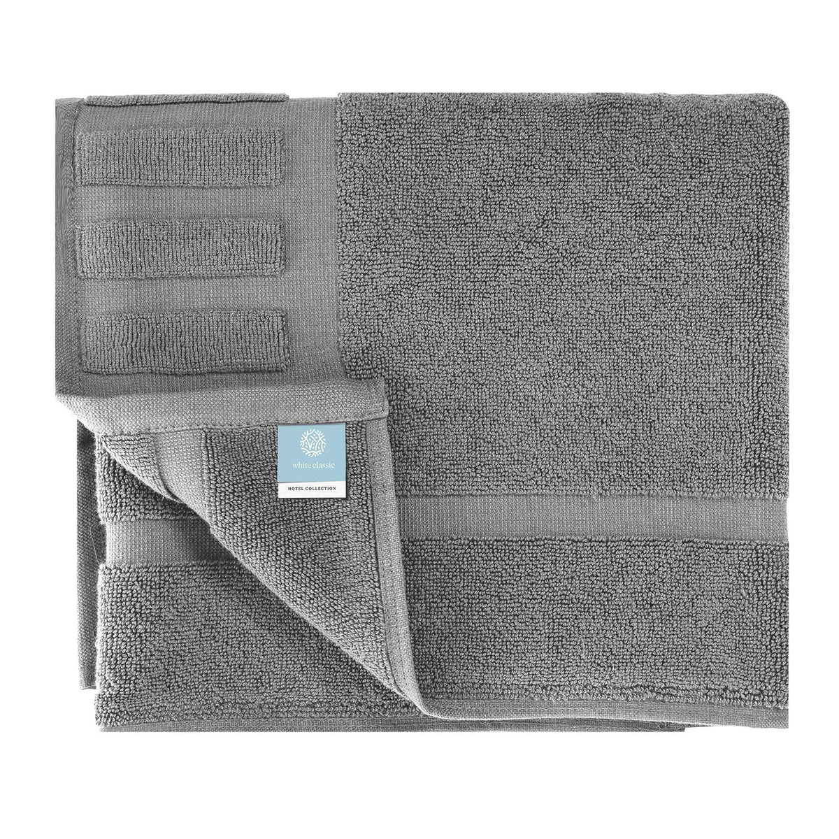 Luxury Bath Mat Floor Towel Set Grey White 22 x34 in 2 Pack Absorbent Cotton