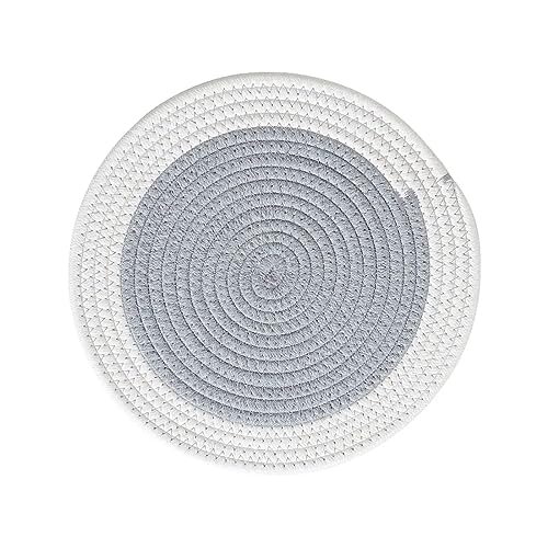 Fennco Styles Hand Braided Reversible Two-Tone Cotton Blend Placemats 12" Round, Set of 4 - Pink Woven Texture Heat Resistant Insulation Table Mats for Home, Kitchen Décor, Dining Table and Holidays