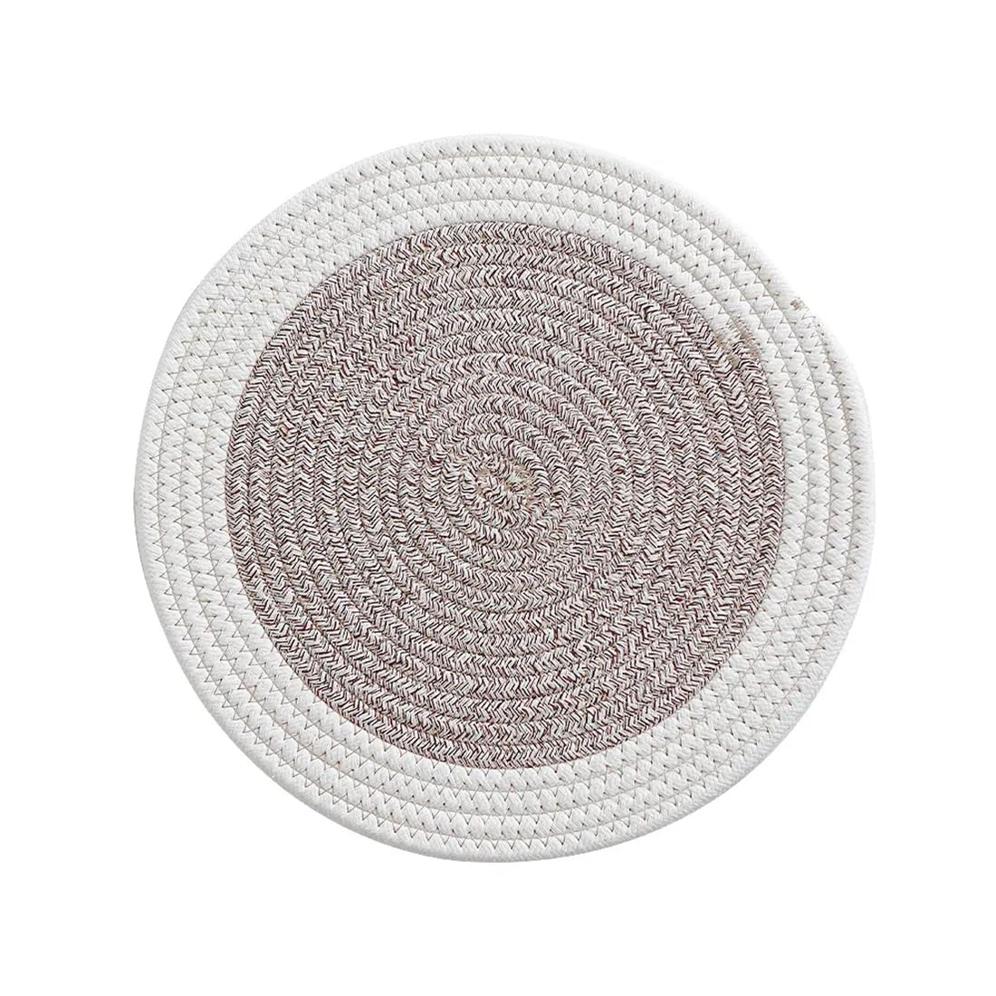 Fennco Styles Hand Braided Reversible Two-Tone Cotton Blend Placemats 12" Round, Set of 4 - Pink Woven Texture Heat Resistant Insulation Table Mats for Home, Kitchen Décor, Dining Table and Holidays