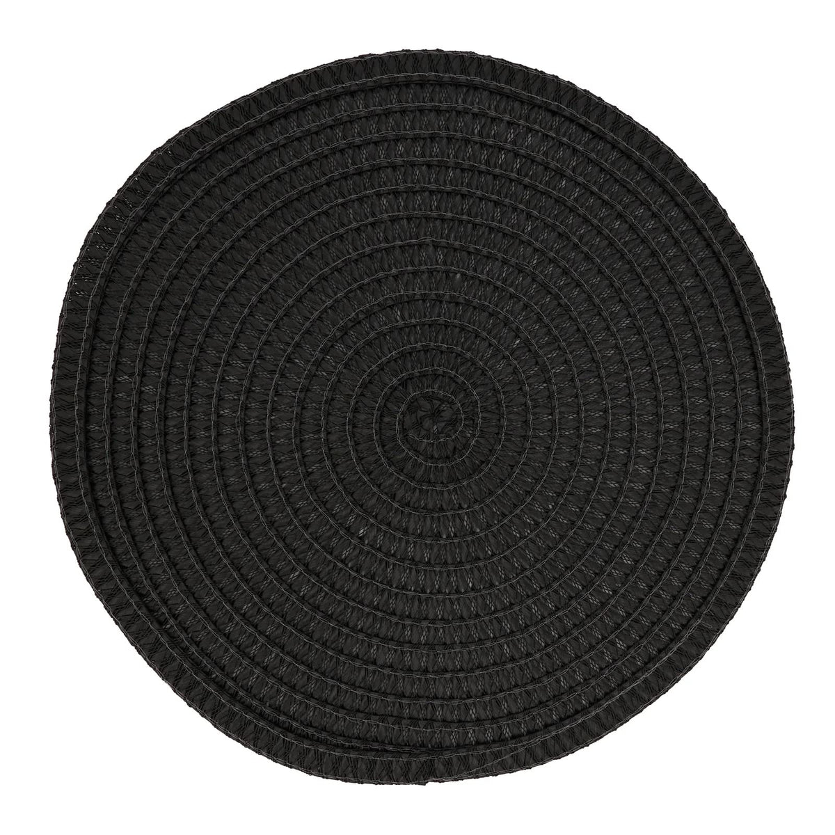 Fennco Styles Modern Everyday Textured Placemats 15 Inches Round, Set of 4 – Black Woven Table Mats for Home, Dining Room Décor, Banquets, Indoor & Outdoor and Special Events