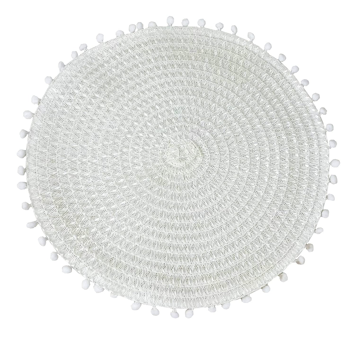 Fennco Styles Pom Pom Textured Placemats 15 Inches Round, Set of 4 – Modern Traycloth Table Mats for Home, Dining Room Décor, Banquets, Indoor & Outdoor and Special Events