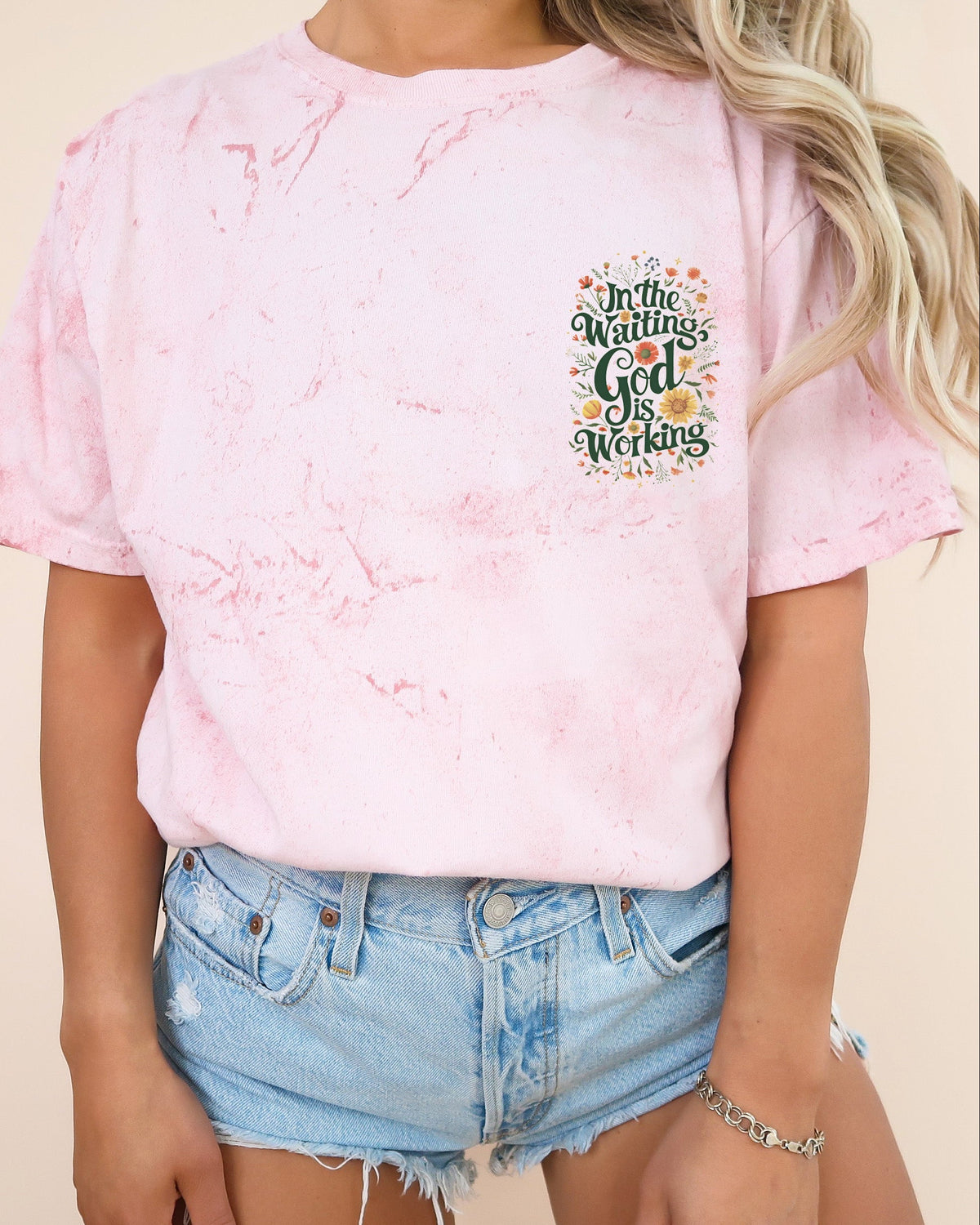 In The waiting God Is working Christian Comfort Colors Garment Dyed T Shirt