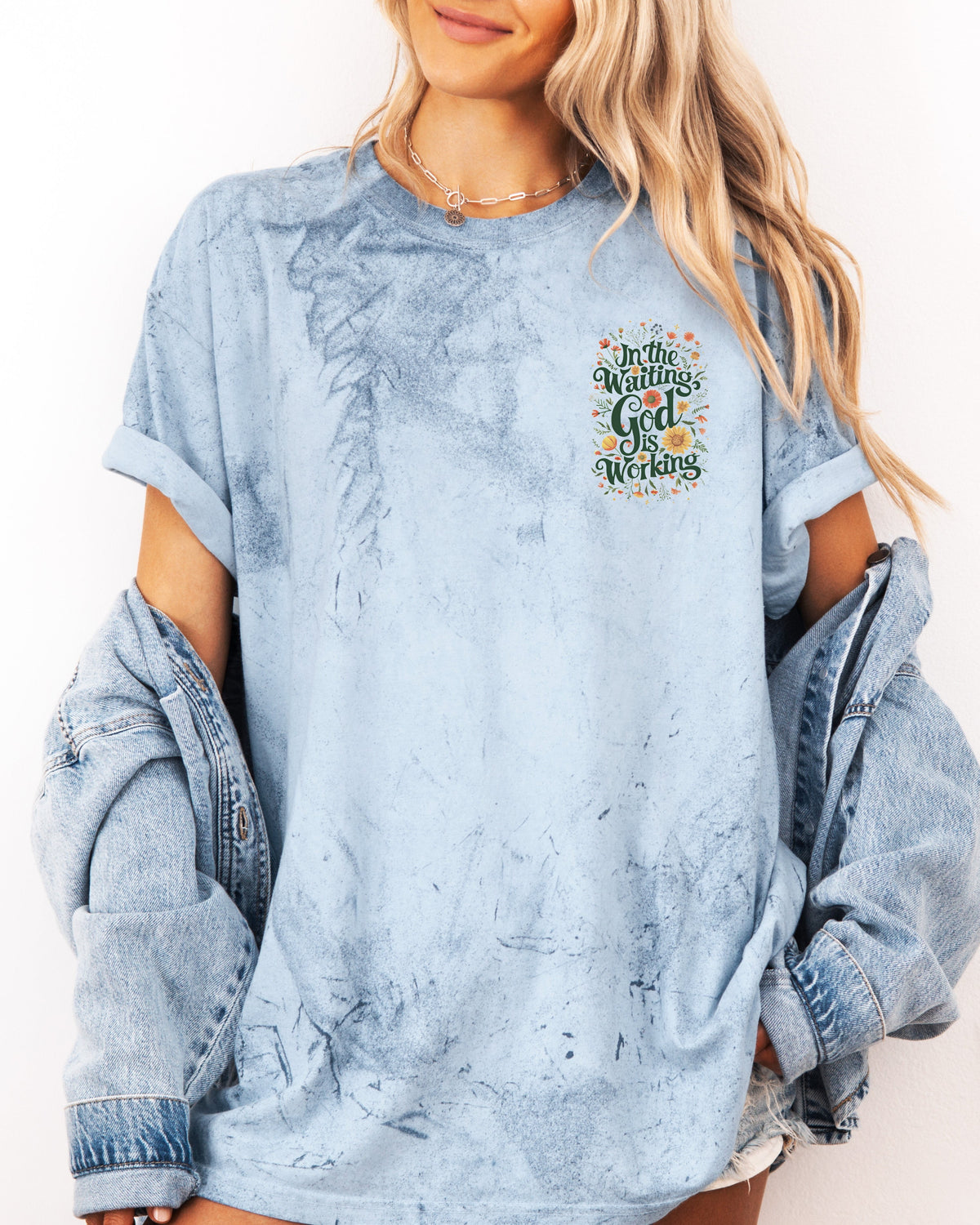 In The waiting God Is working Christian Comfort Colors Garment Dyed T Shirt