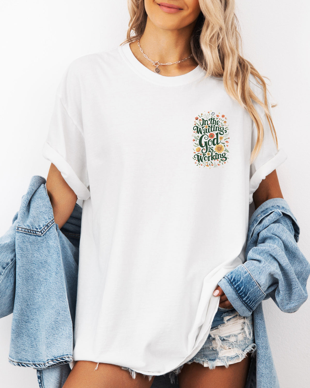 In The waiting God Is working Christian Comfort Colors Garment Dyed T Shirt