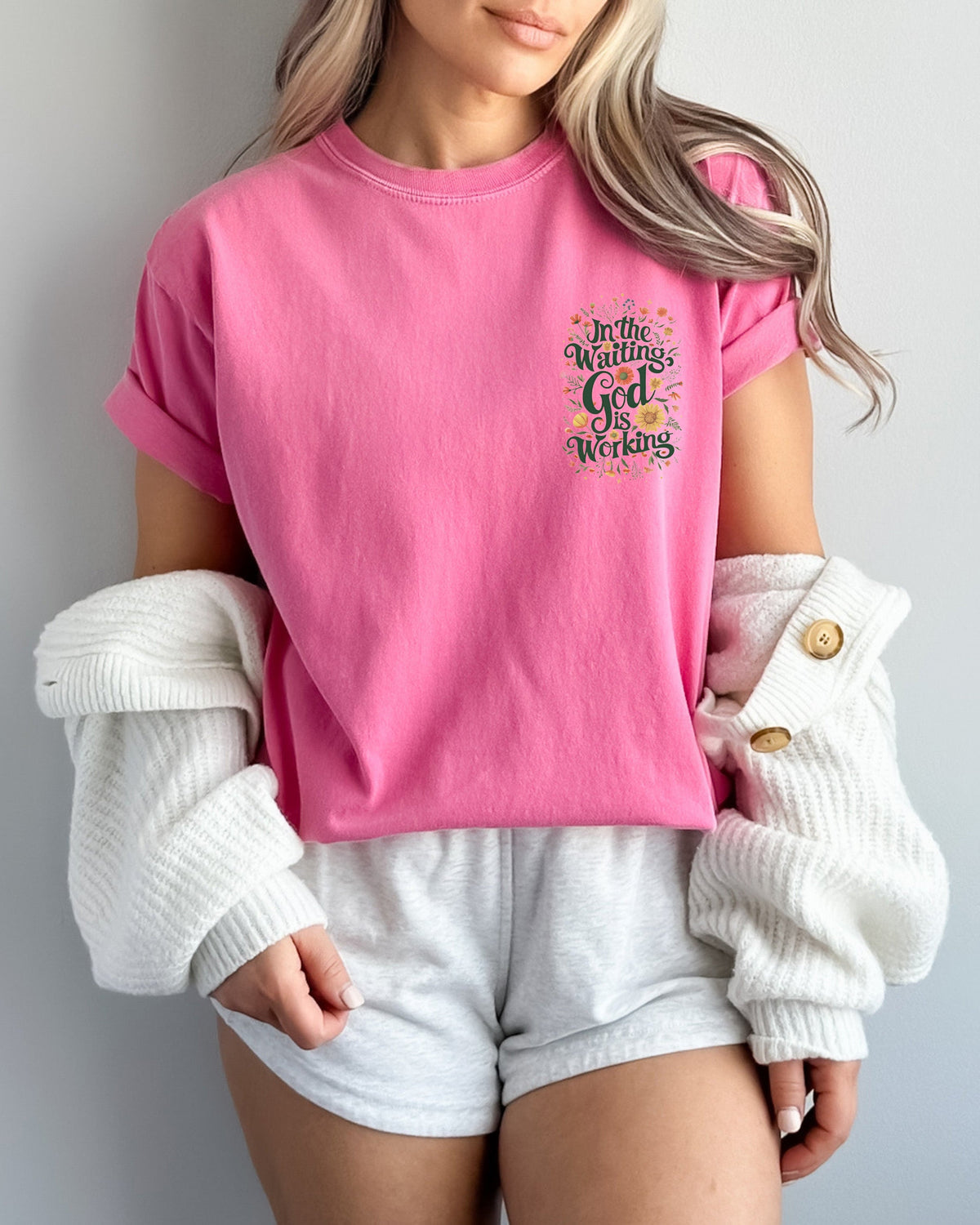 In The waiting God Is working Christian Comfort Colors Garment Dyed T Shirt