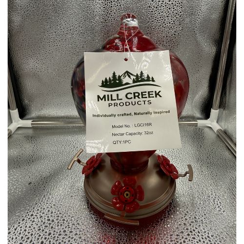 Crimson Calla Hand Blown Glass Hummingbird Feeder LGCl16R