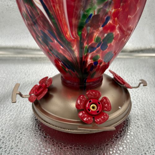 Crimson Calla Hand Blown Glass Hummingbird Feeder LGCl16R