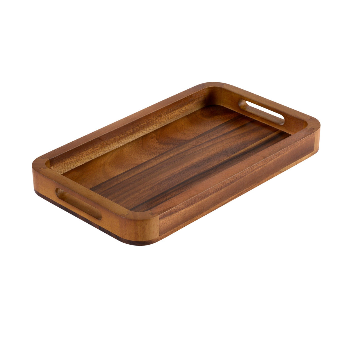 Acacia Wood Serving Tray 15x9 Medium Rectangular Solid Bottom Serving Platter