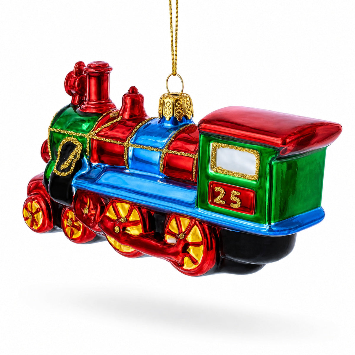 Steam Train Glass Christmas Ornament