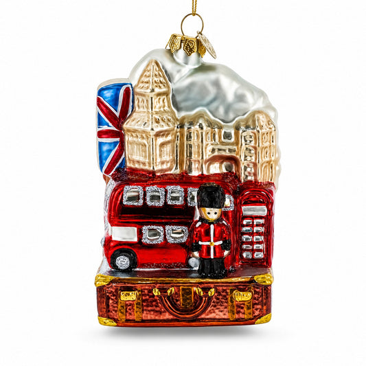 London Landmarks, United Kingdom Glass Christmas Ornament