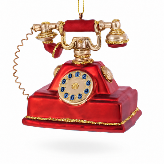 Retro Telephone Glass Christmas Ornament