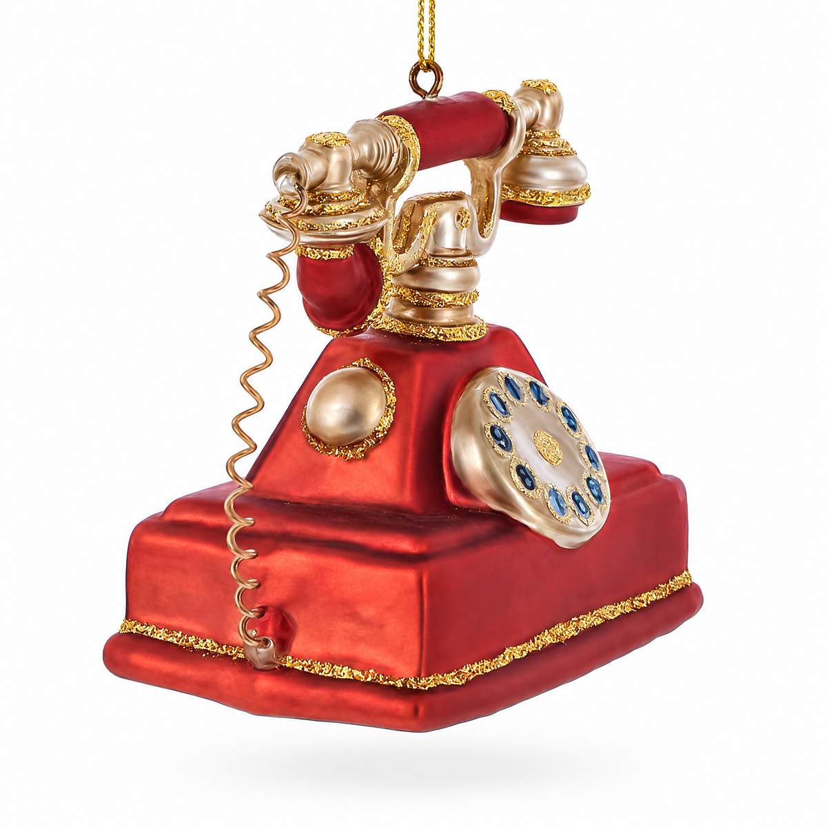 Retro Telephone Glass Christmas Ornament