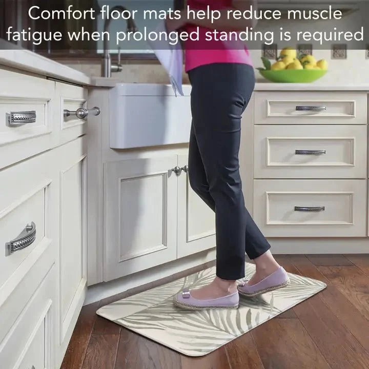 Grey Palm Fronds 30” x 20” Vinyl Comfort Floor Mat