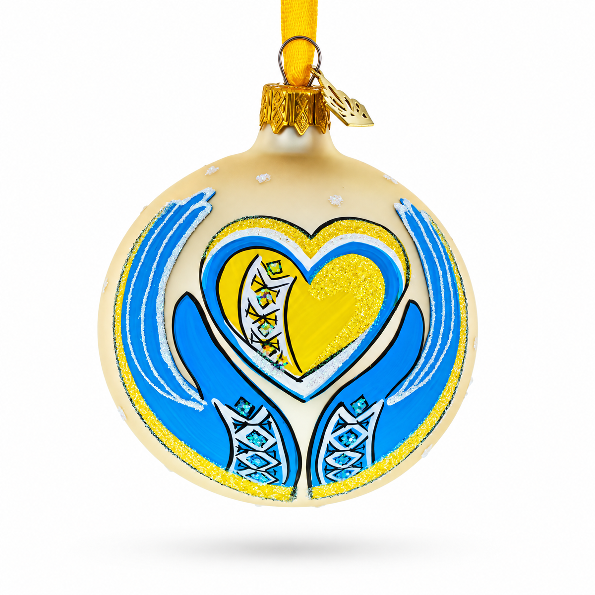 Ukraine in my Heart Glass Ball Christmas Ornament 3.25 Inches
