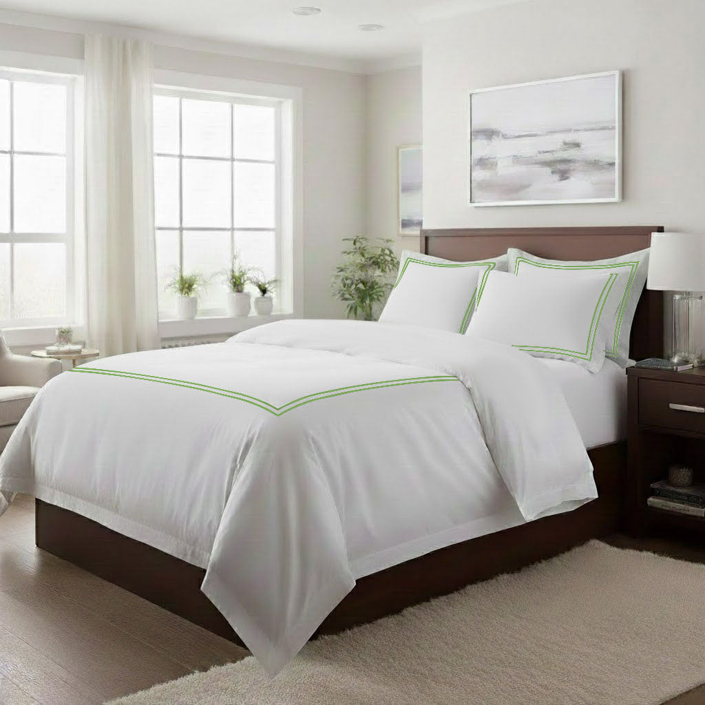 500TC Cotton Double Embroidery Sateen Solid Duvet Cover Set